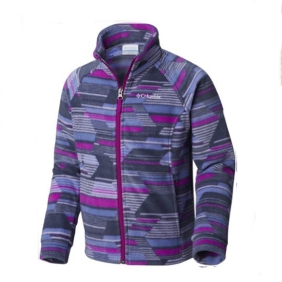 COLUMBIA Girls' Printed Woven Jacket 10/12  purple gray - Picture 1 of 3